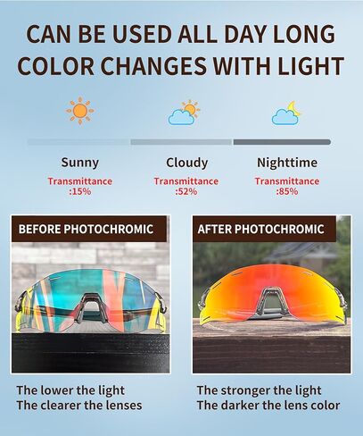 Photochromic Cycling Glasses UV Protection Sports Sunglasses Mountain Bike Sunglasses for Driving Cycling Men Women in Saudi Arabia