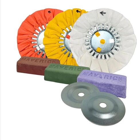 Renegade Products 3-Step Aluminishing Kit-عجلات تلميع مجرى الهواء ، قضبان مركبة وشفاه السلامة-مجموعة مرآة للتشطيب للعجلات والخزانات والحمص ، الحفارات الكبيرة ، 18 عجلات in Kuwait