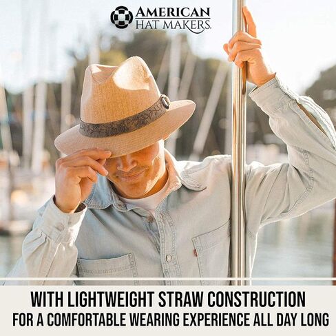 American Hat Makers Boxcar Straw Hats for Women & Men – Classic Panama Fedora Hat in Saudi Arabia