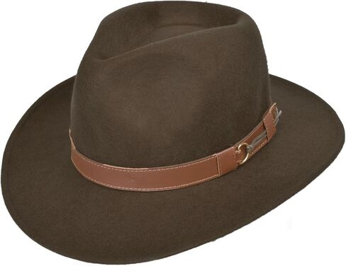 Outback 100% Wool Felt Hat for Women/Men Crushable Waterproof with Faux Leather | Wide Brim Fedora Cowboy Hat in Kuwait