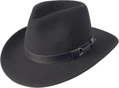 Outback 100% Wool Felt Hat for Women/Men Crushable Waterproof with Faux Leather | Wide Brim Fedora Cowboy Hat in Kuwait