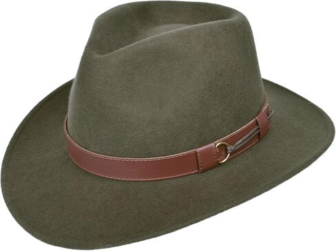 Outback 100% Wool Felt Hat for Women/Men Crushable Waterproof with Faux Leather | Wide Brim Fedora Cowboy Hat in Kuwait