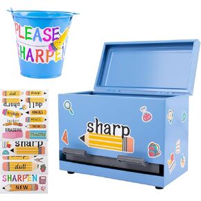 2 Pcs Stainless Steel Pencil Dispenser Pen Holder Back to School Dull Pencil Bucket with 4 sheet Stickers Metal Bucket with Handle for Bulk Pencils Storage Teachers Classroom Supplies (Silver) in Kuwait