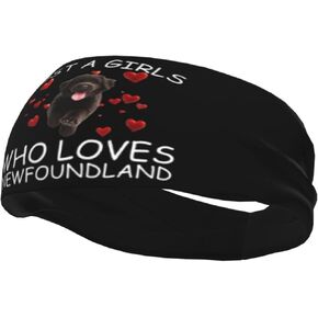 Just A Girls Who Loves Newfoundland Adjustable Sports Headband Moisture Wicking Sweatband for Running Workout in Saudi Arabia