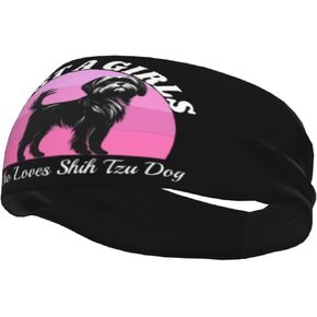 Just A Girls Who Loves Shih Tzu Dog Adjustable Sports Headband Moisture Wicking Sweatband for Running Workout in Saudi Arabia
