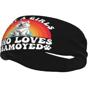 Just A Girls Who Loves Samoyed Dog Adjustable Sports Headband Moisture Wicking Sweatband for Running Workout in Saudi Arabia