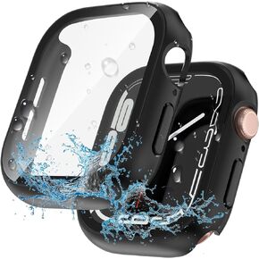YIJDACASE 【عبوة من قطعتين】 حافظة مقاومة للماء لساعة Apple Series 10 مقاس 46 ملم مع واقي شاشة من الزجاج المقوى عالي الدقة وغطاء ممتص للصدمات واقٍ للوجه متوافق مع ملحقات iWatch S10، أسود + أسود in Kuwait