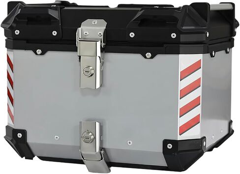 Motorcycle Top Case Tail Box Aluminum Motorcycle Trunk,Anti-Theft Rustproof,Dustproof Waterproof Trunk luggage Top Box Helmet Box with Universal Bracket (Sliver, 45L (18.1 * 16.5 * 15.7 inch) in Saudi Arabia