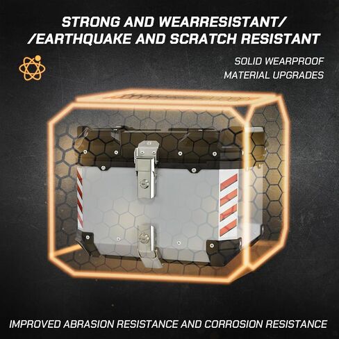 Motorcycle Top Case Tail Box Aluminum Motorcycle Trunk,Anti-Theft Rustproof,Dustproof Waterproof Trunk luggage Top Box Helmet Box with Universal Bracket (Sliver, 45L (18.1 * 16.5 * 15.7 inch) in Saudi Arabia