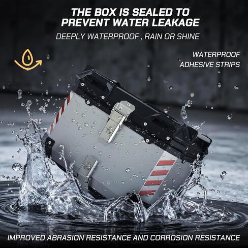 Motorcycle Top Case Tail Box Aluminum Motorcycle Trunk,Anti-Theft Rustproof,Dustproof Waterproof Trunk luggage Top Box Helmet Box with Universal Bracket (Sliver, 45L (18.1 * 16.5 * 15.7 inch) in Saudi Arabia
