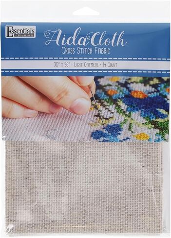 Essentials By Leisure Arts Aida Cloth, 14 Count, 30" x 36", Light Oatmeal Cross Stitch Fabric for Embroidery, Cross Stitch, Machine Embroidery and Needlepoint in Kuwait