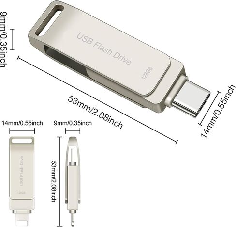 USB C Flash Drive 128GB for i Phone Thumb Drive Photo Stick Dual Drive High Speed Memory Stick External Storage Compatible Phone 15 Pad Android USB C and Computer Black128G in Saudi Arabia