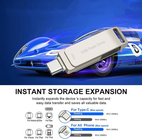 USB C Flash Drive 128GB for i Phone Thumb Drive Photo Stick Dual Drive High Speed Memory Stick External Storage Compatible Phone 15 Pad Android USB C and Computer Black128G in Saudi Arabia