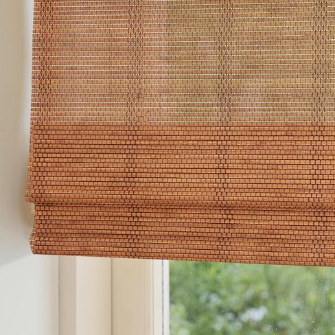 Cordless Bamboo Roman Shades, Window Blinds, Custom Woven Wood Shades for Indoor Windows, French Doors, Dining Room, Living Room, Kitchen, Acorn PS-043 in Saudi Arabia