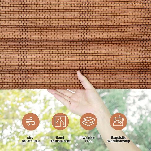 Cordless Bamboo Roman Shades, Window Blinds, Custom Woven Wood Shades for Indoor Windows, French Doors, Dining Room, Living Room, Kitchen, Acorn PS-043 in Saudi Arabia