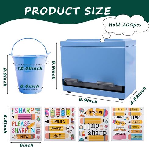 2 Pcs Stainless Steel Pencil Dispenser Pen Holder Back to School Dull Pencil Bucket with 4 sheet Stickers Metal Bucket with Handle for Bulk Pencils Storage Teachers Classroom Supplies (Silver) in Kuwait