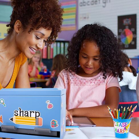 2 Pcs Stainless Steel Pencil Dispenser Pen Holder Back to School Dull Pencil Bucket with 4 sheet Stickers Metal Bucket with Handle for Bulk Pencils Storage Teachers Classroom Supplies (Silver) in Kuwait