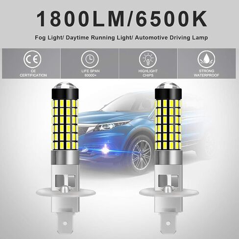 900Lm Xenon White 894 881 886 889 896 898 LED Bulbs With Lens Projector For Fog Light DRL Automotive Driving Lamp Daytime Running Light 3014SMD 78-EX Chipsets, 6500K,12-24V 4W in Saudi Arabia