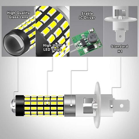 900Lm Xenon White 894 881 886 889 896 898 LED Bulbs With Lens Projector For Fog Light DRL Automotive Driving Lamp Daytime Running Light 3014SMD 78-EX Chipsets, 6500K,12-24V 4W in Saudi Arabia