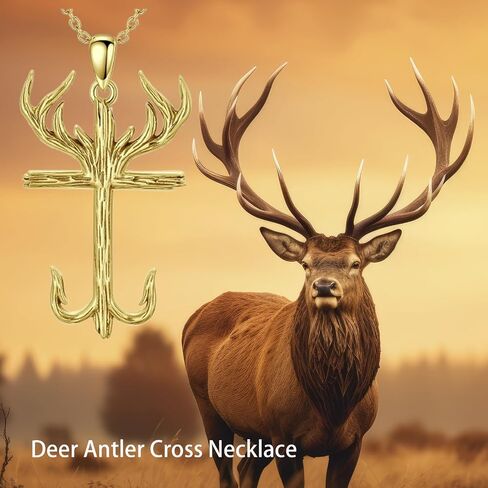 PROESS Fish Hook Necklace for Men 925 Sterling Silver Antler Duck Pendant Necklace Antler Fish Hook Hunting Jewelry Gifts for Father Son in Saudi Arabia