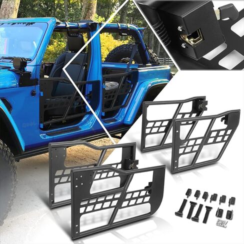 مجموعة الأبواب الأنبوبية Safari السوداء المتوافقة مع 07-18 Jeep Wrangler JK 4 Door in Kuwait