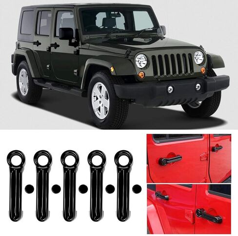 JK Door Handle Gloves Door Handle Accessories 07 17 4 Edition Black Metallic Paint Rustproof Bottom Shell Groove Guard Fade Aging (Black) in Kuwait