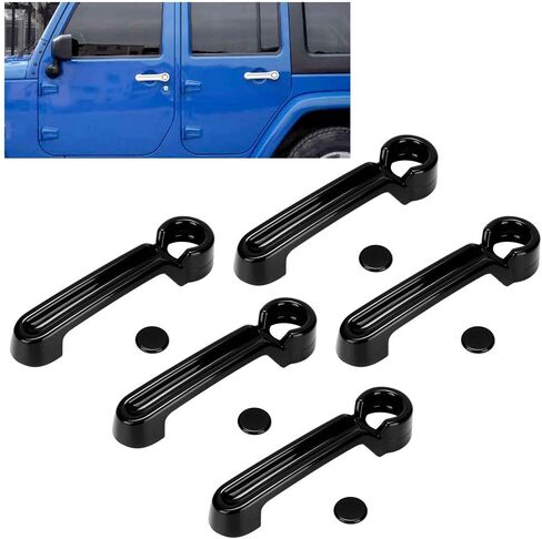 JK Door Handle Gloves Door Handle Accessories 07 17 4 Edition Black Metallic Paint Rustproof Bottom Shell Groove Guard Fade Aging (Black) in Kuwait
