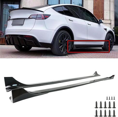 Side Skirt for Tesla Model Y 2020-2024 4PCS ABS Plastic Side Extension Splitter Rocker Panel (Glossy Black) in Saudi Arabia