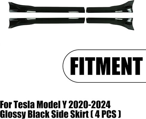 Side Skirt for Tesla Model Y 2020-2024 4PCS ABS Plastic Side Extension Splitter Rocker Panel (Glossy Black) in Saudi Arabia