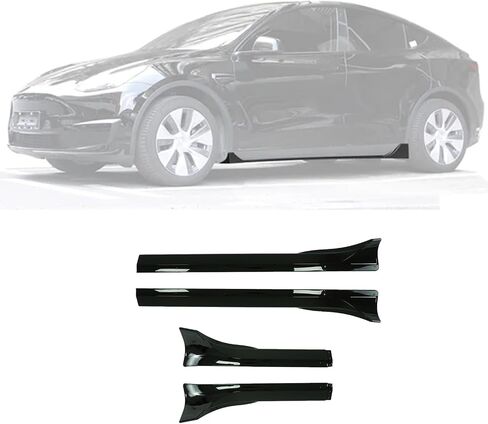 Side Skirt for Tesla Model Y 2020-2024 4PCS ABS Plastic Side Extension Splitter Rocker Panel (Glossy Black) in Saudi Arabia