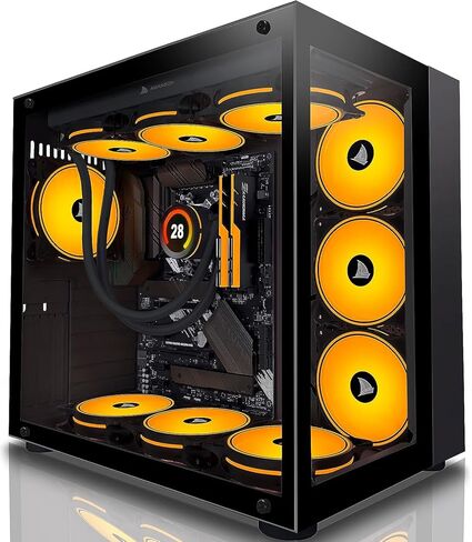 ATX PC CASE,Mid Tower Computer Case with Full View Dual Tempered Glass, Gaming PC Case（Fans are not Included） (590-white) in Saudi Arabia