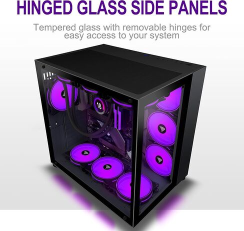 ATX PC CASE,Mid Tower Computer Case with Full View Dual Tempered Glass, Gaming PC Case（Fans are not Included） (590-white) in Saudi Arabia