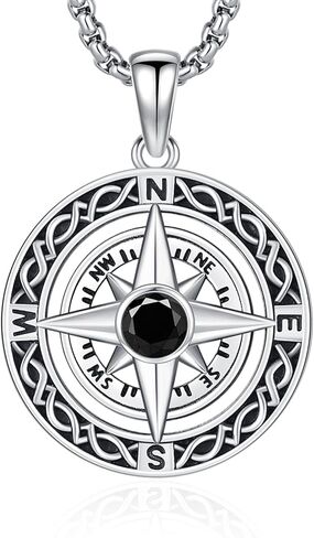 Compass Necklace for Women Men 925 Sterling Sliver Compass Pendant Jewelry Graduation Gifts Suit for Girls Travel Necklace in Kuwait