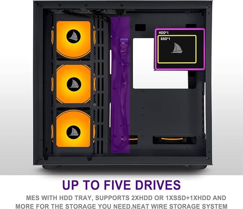 ATX PC CASE,Mid Tower Computer Case with Full View Dual Tempered Glass, Gaming PC Case（Fans are not Included） (590-white) in Saudi Arabia