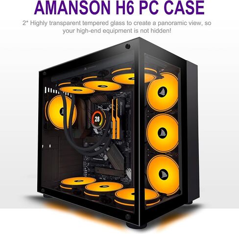 ATX PC CASE,Mid Tower Computer Case with Full View Dual Tempered Glass, Gaming PC Case（Fans are not Included） (590-white) in Saudi Arabia