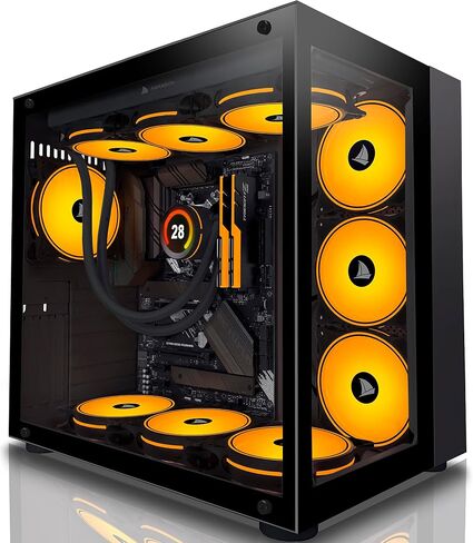ATX PC CASE,Mid Tower Computer Case with Full View Dual Tempered Glass, Gaming PC Case（Fans are not Included） (590-white) in Saudi Arabia