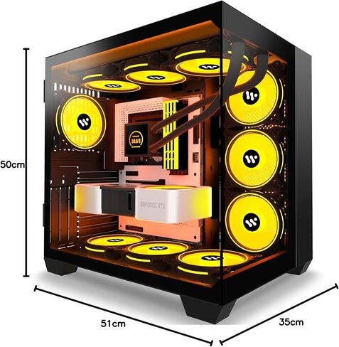 ATX PC CASE,Mid Tower Computer Case with Full View Dual Tempered Glass, Gaming PC Case（Fans are not Included） (590-white) in Saudi Arabia