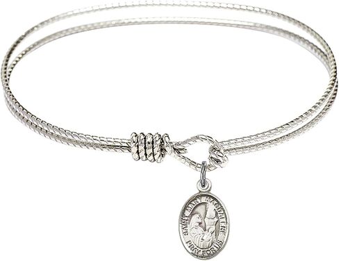 Oval Eye Hook Bangle Bracelet w/St. Mary Magdalene in Sterling Silver in Kuwait