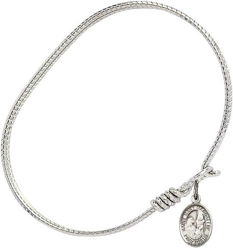 Oval Eye Hook Bangle Bracelet w/St. Mary Magdalene in Sterling Silver in Kuwait