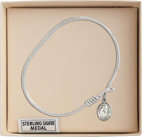 Oval Eye Hook Bangle Bracelet w/St. Mary Magdalene in Sterling Silver in Kuwait