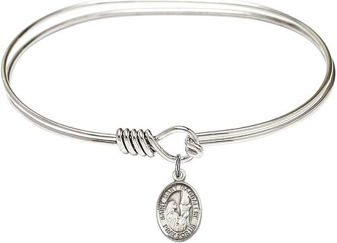 Oval Eye Hook Bangle Bracelet w/St. Mary Magdalene in Sterling Silver in Saudi Arabia