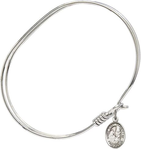 Oval Eye Hook Bangle Bracelet w/St. Mary Magdalene in Sterling Silver in Saudi Arabia