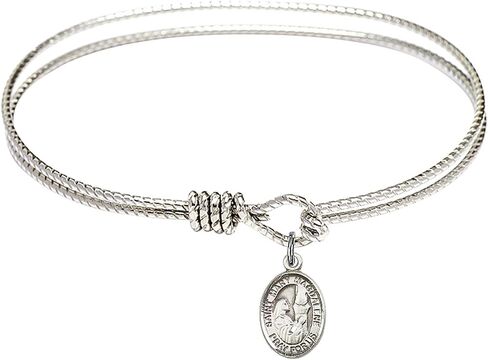 Oval Eye Hook Bangle Bracelet w/St. Mary Magdalene in Sterling Silver in Saudi Arabia
