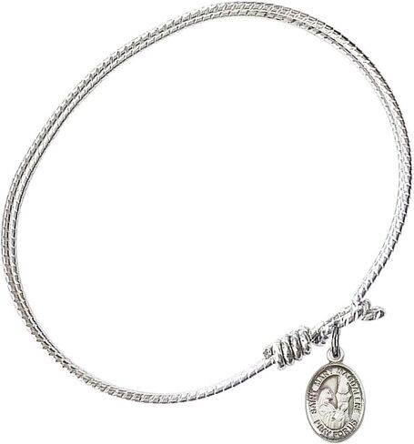 Oval Eye Hook Bangle Bracelet w/St. Mary Magdalene in Sterling Silver in Saudi Arabia