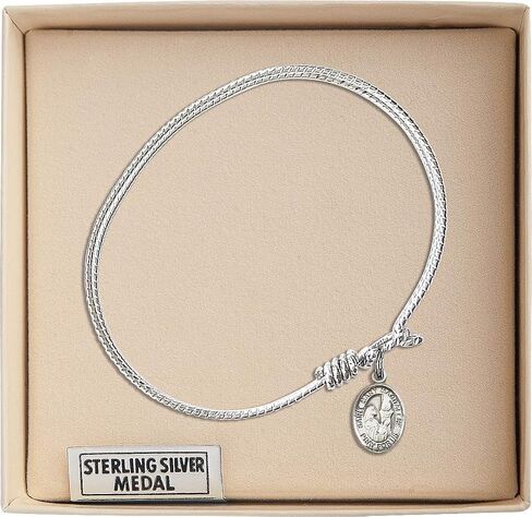 Oval Eye Hook Bangle Bracelet w/St. Mary Magdalene in Sterling Silver in Saudi Arabia