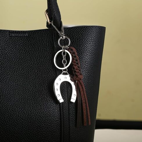 Horseshoe Keychain Western Cowgirl Lucky Keyring with handmade knot tassel for Keys Bags Accessory in Saudi Arabia