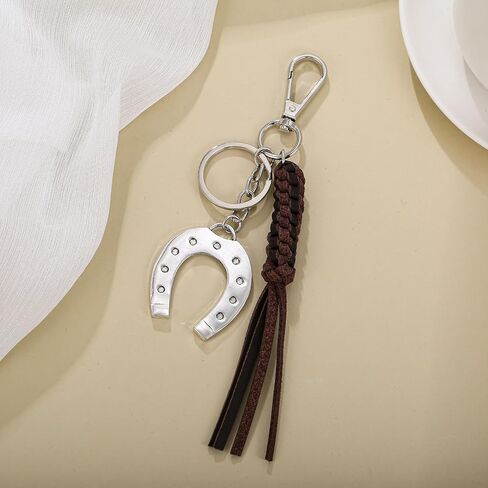 Horseshoe Keychain Western Cowgirl Lucky Keyring with handmade knot tassel for Keys Bags Accessory in Saudi Arabia