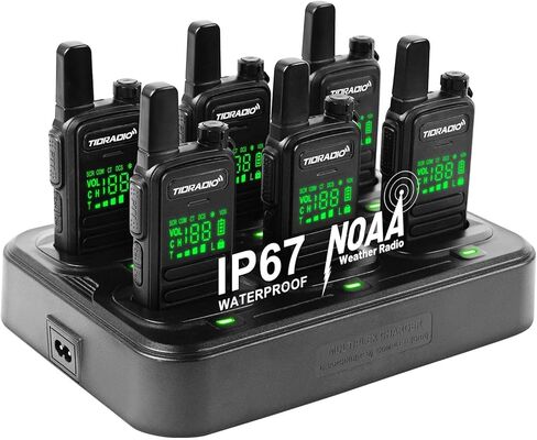 TIDRADIO TD-M11 Waterproof Walkie Talkies for Adults,Hidden LED Display,Wireless Programming,NOAA,VOX,Frequency Copy,Rechargeable Long Range Two Way Radios with 6 Way Gang Charger (6 Pack) in Kuwait