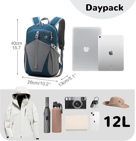 حقيبة نهارية خفيفة الوزن سعة 12 لترًا للمشي لمسافات طويلة، حقيبة صغيرة للمشي لمسافات طويلة، حقيبة نهارية مقاومة للماء، حقيبة ظهر صغيرة للمشي لمسافات طويلة، حقيبة نهارية خارجية للرجال والنساء in Kuwait