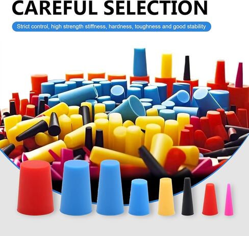 100Pcs Silicone Rubber Tapered Plug Assortment Kit - 7 Sizes (1/16" to 1/2") for Powder Coating, Painting, Hydro Dipping, Media Blasting - Heat Resistant up to 600°F (315°C) in Saudi Arabia
